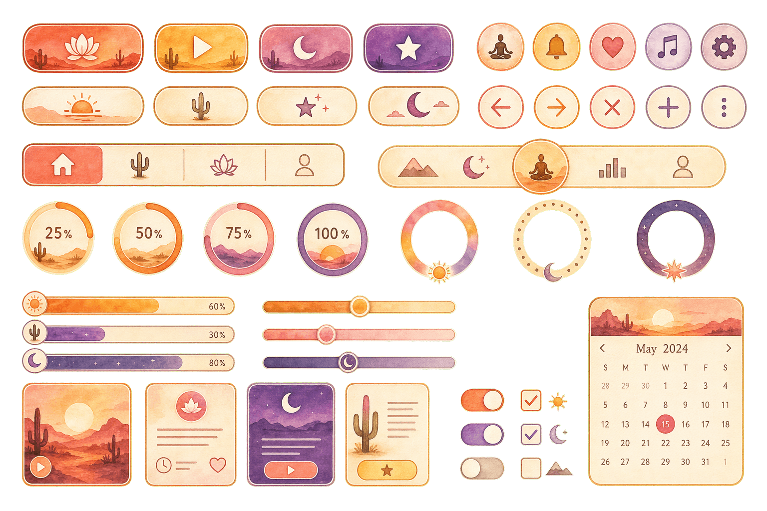 App UI: Meditation app — desert sunset
