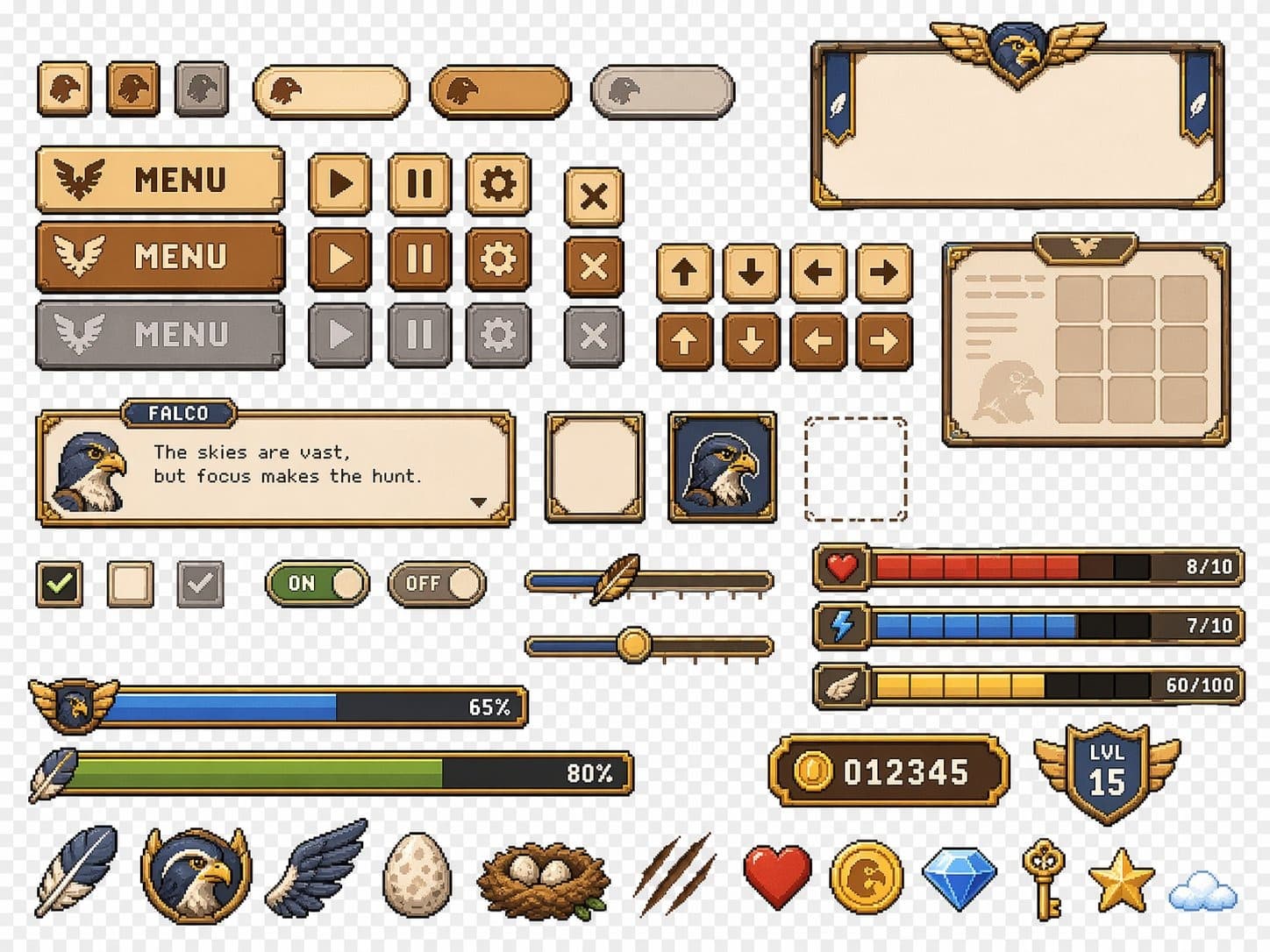 Eagle kingdom — pixel art game UI