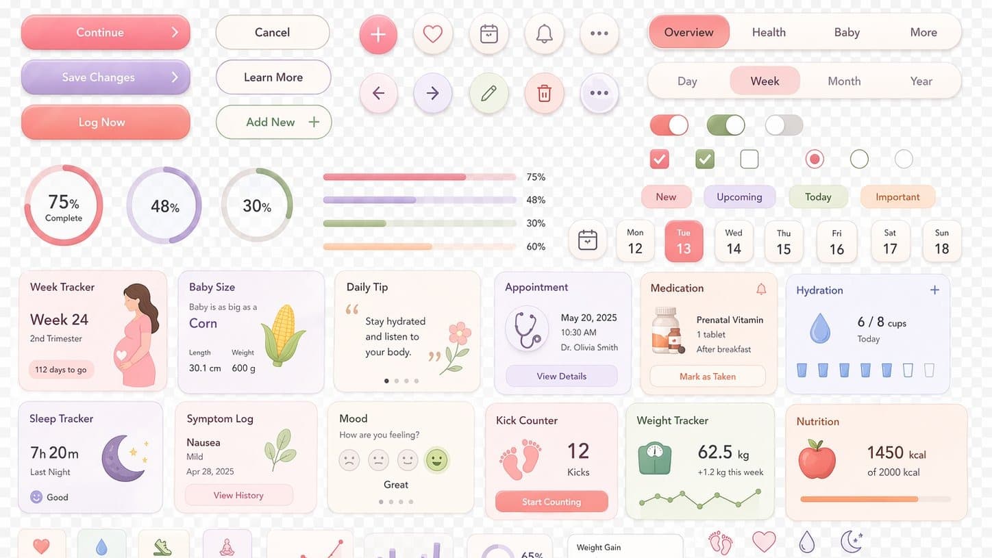 Pregnancy tracker — pastel app UI